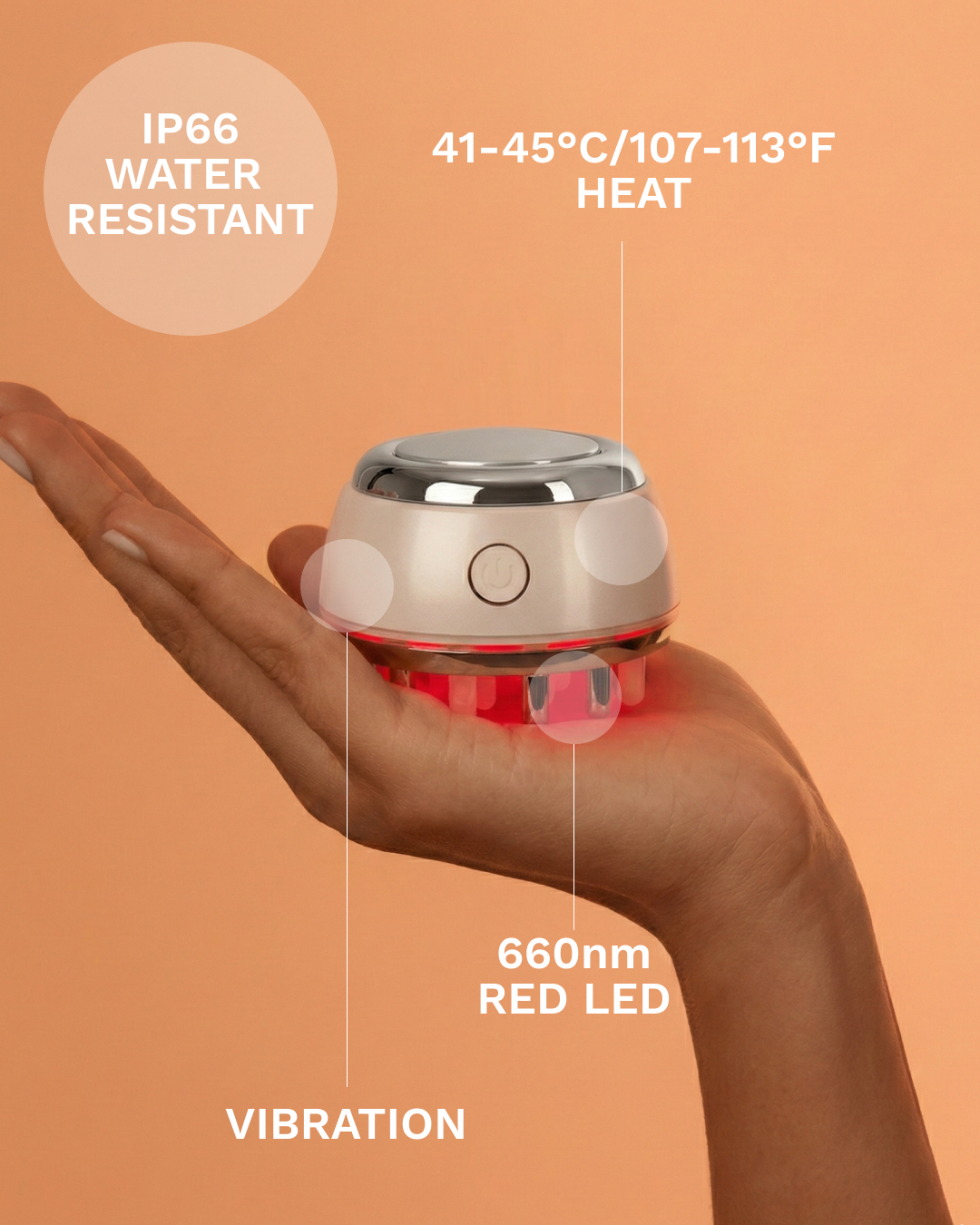 Hår- og hodebunns-massasje-apparat med rødt lys 