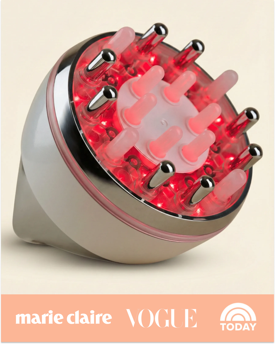 Hår- og hodebunns-massasje-apparat med rødt lys 