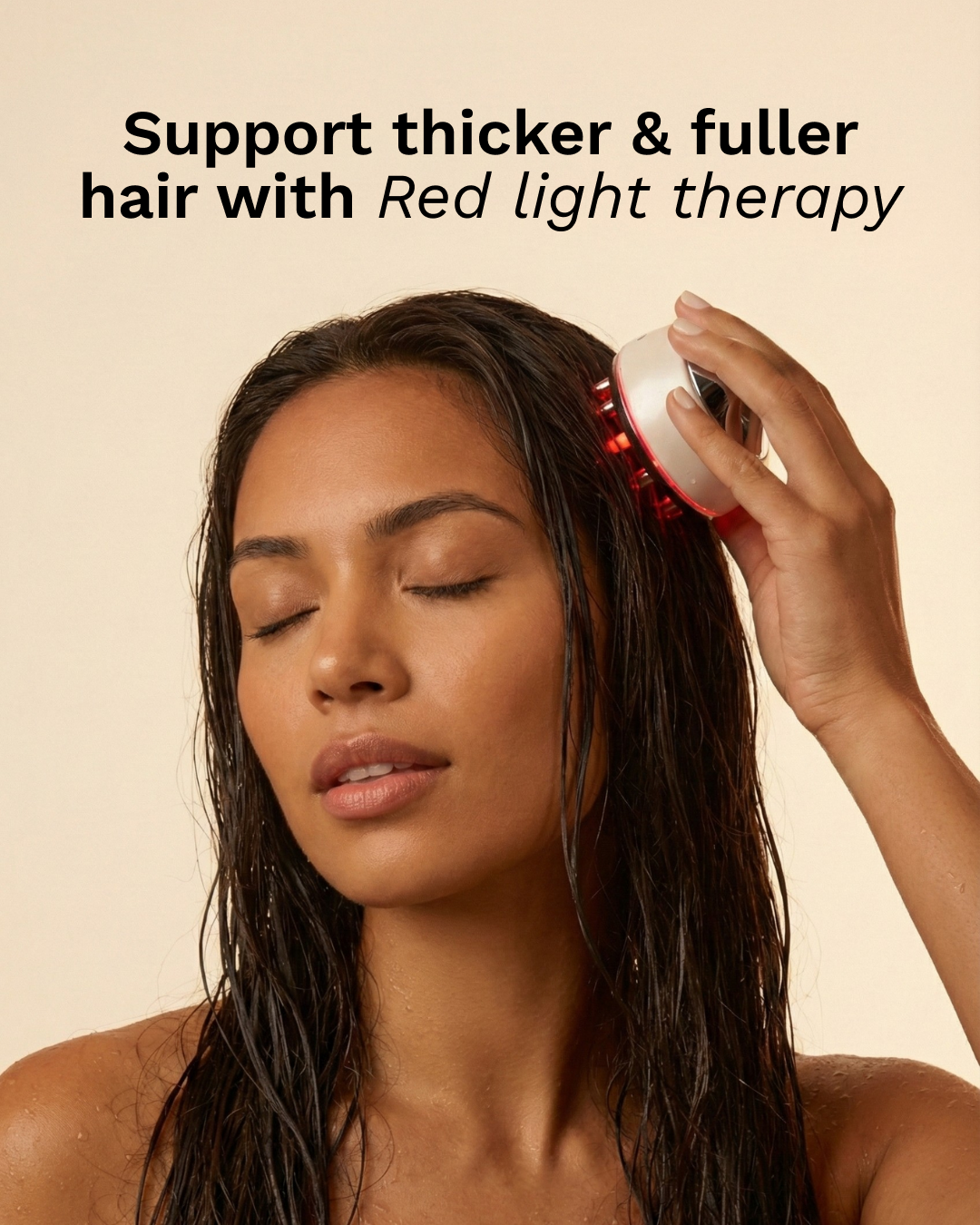 Hår- og hodebunns-massasje-apparat med rødt lys 