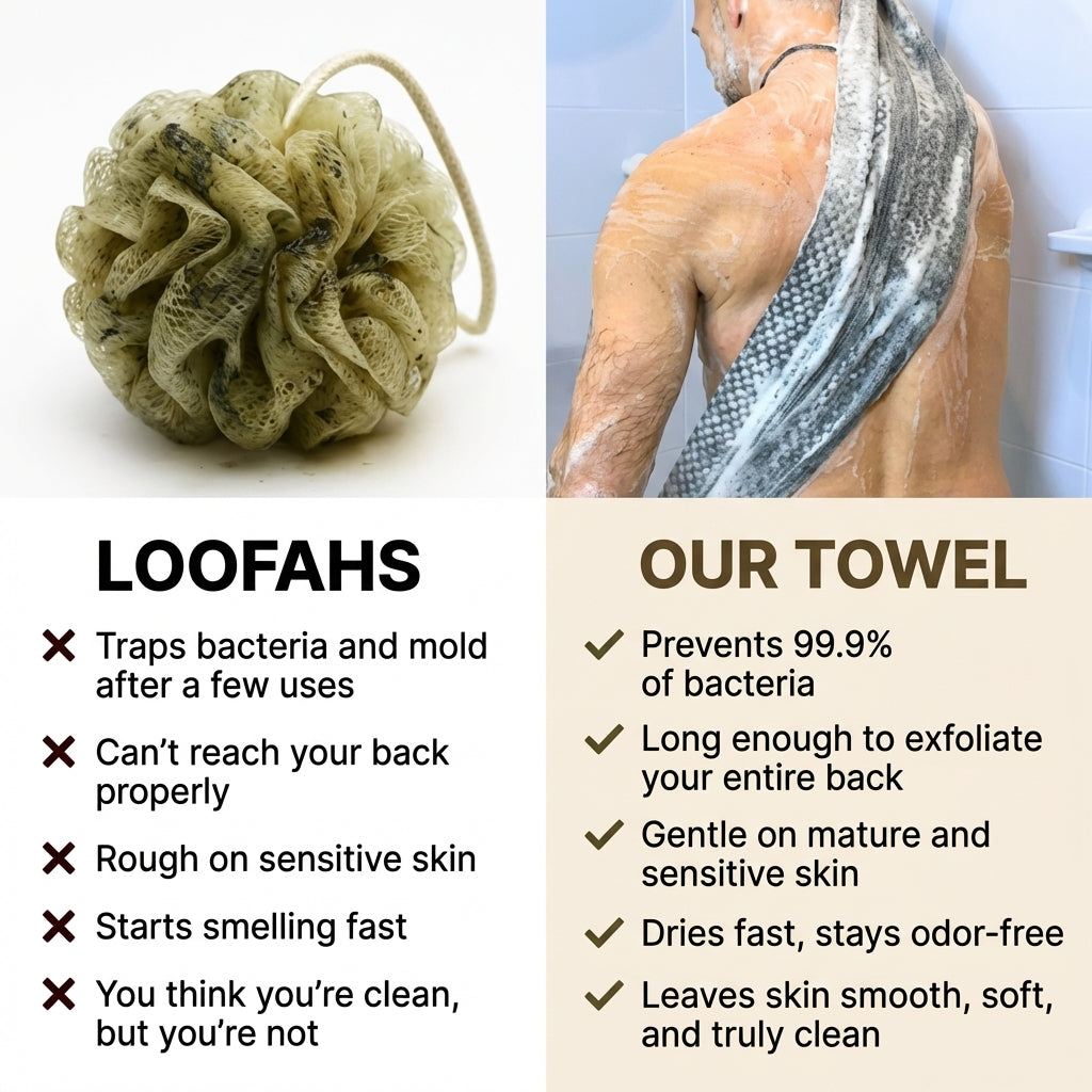 Eksfolierende antibakterielt håndkle